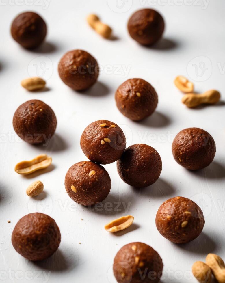 Wholesome Sweet Peanut Balls Made with Roasted Peanuts and Jaggery. photo