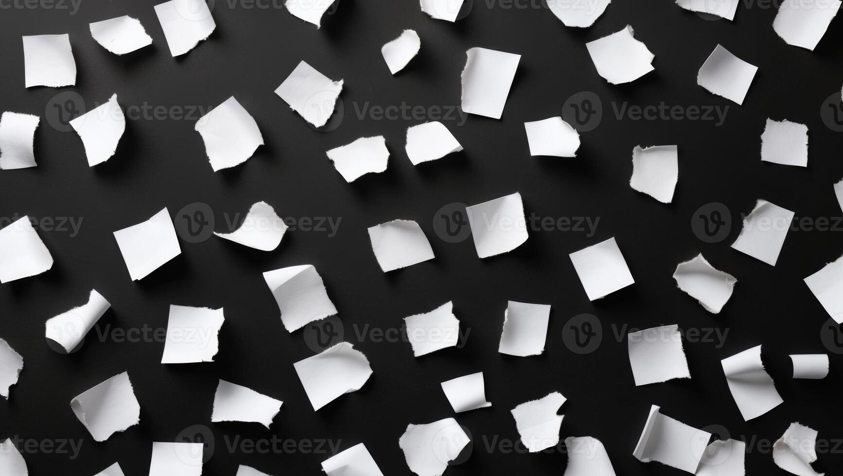 High Resolution Paper Torn Or Ripped Pieces Of Paper In Black Background. photo