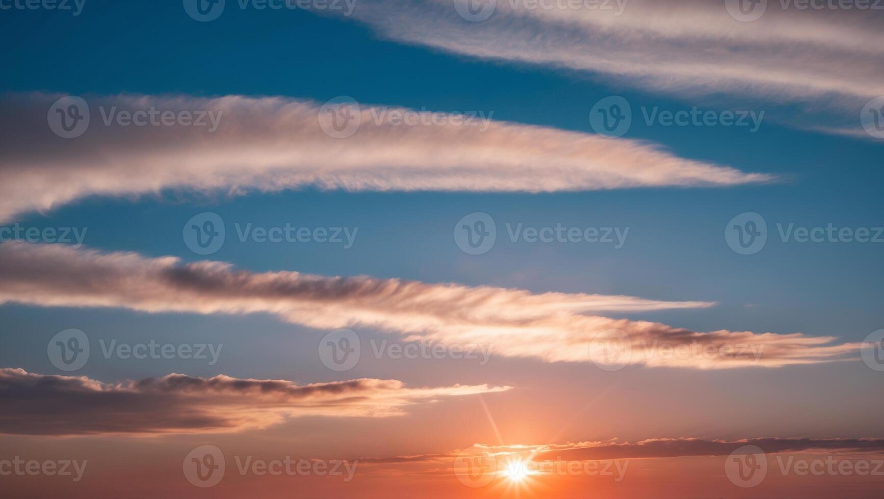 Stunning Sunrise with Colorful Clouds and Sun Rays. photo