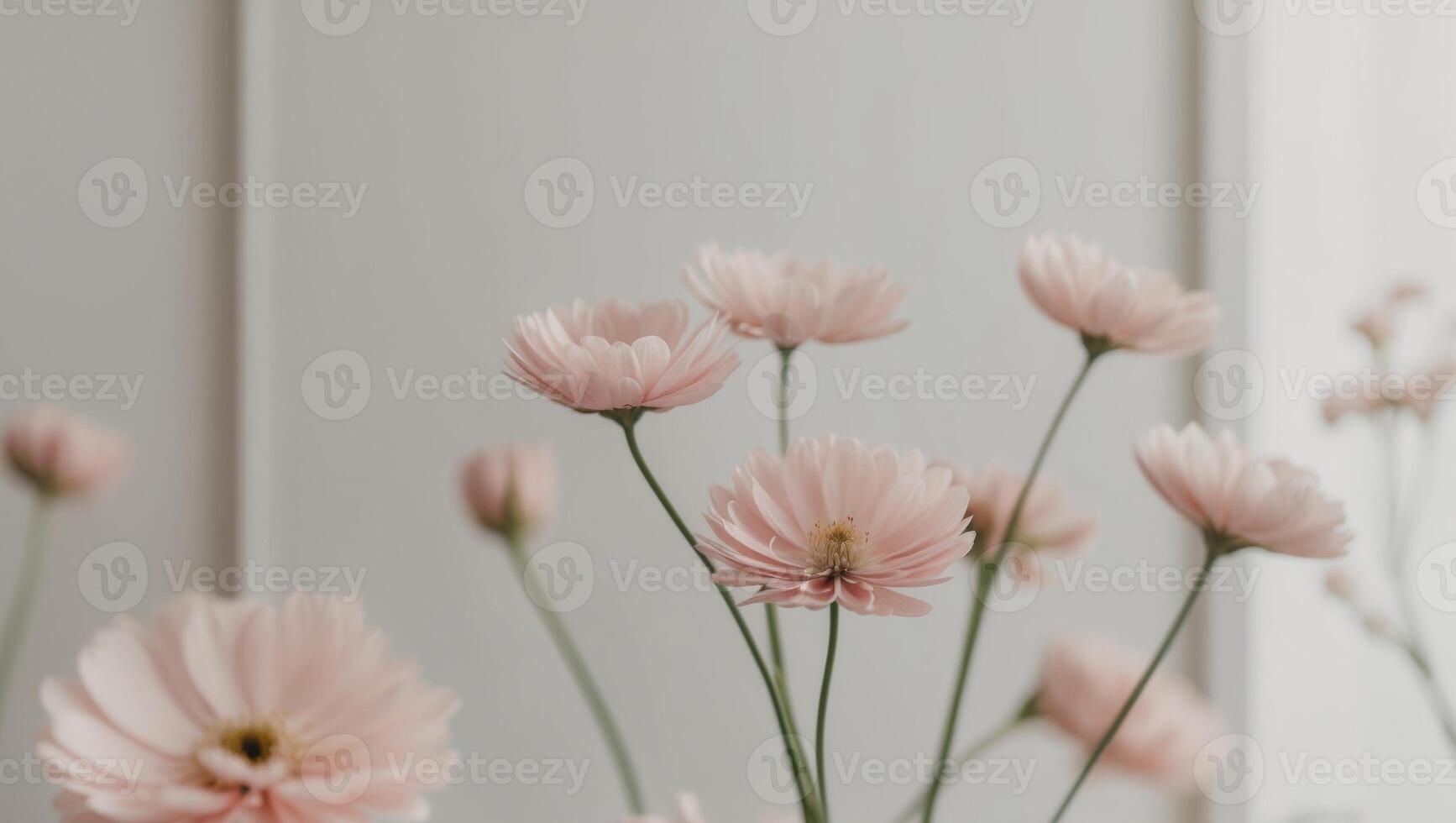 Soft Floral Decor with Pastel Pink Flowers. photo