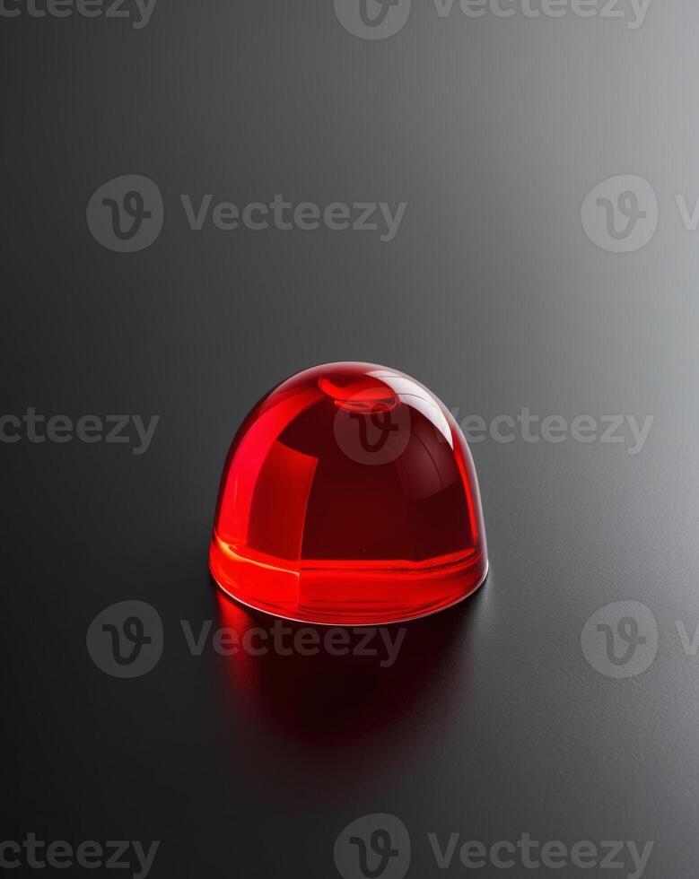 A red glass ball on a black surface photo