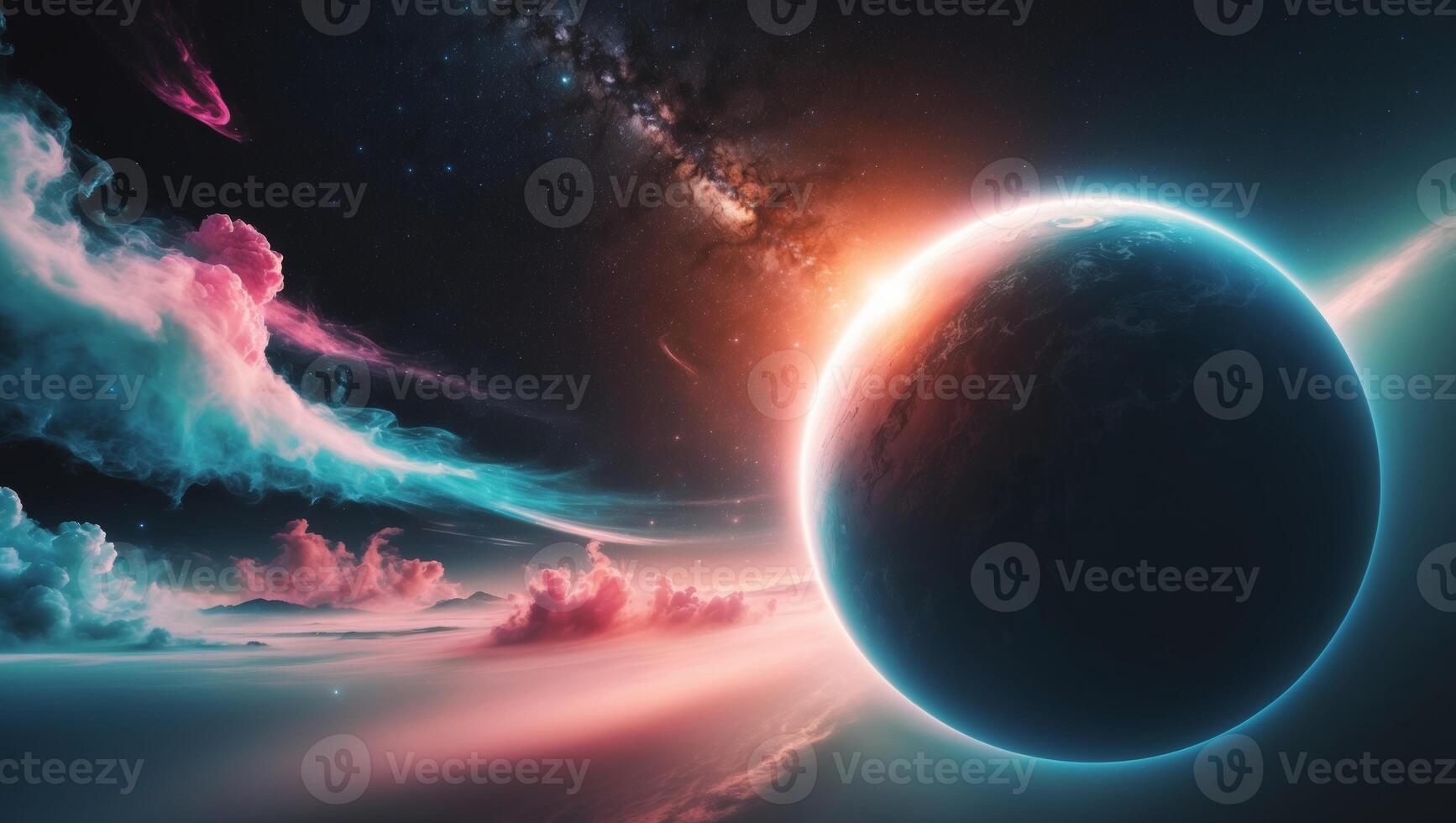 An image of a planet and clouds photo