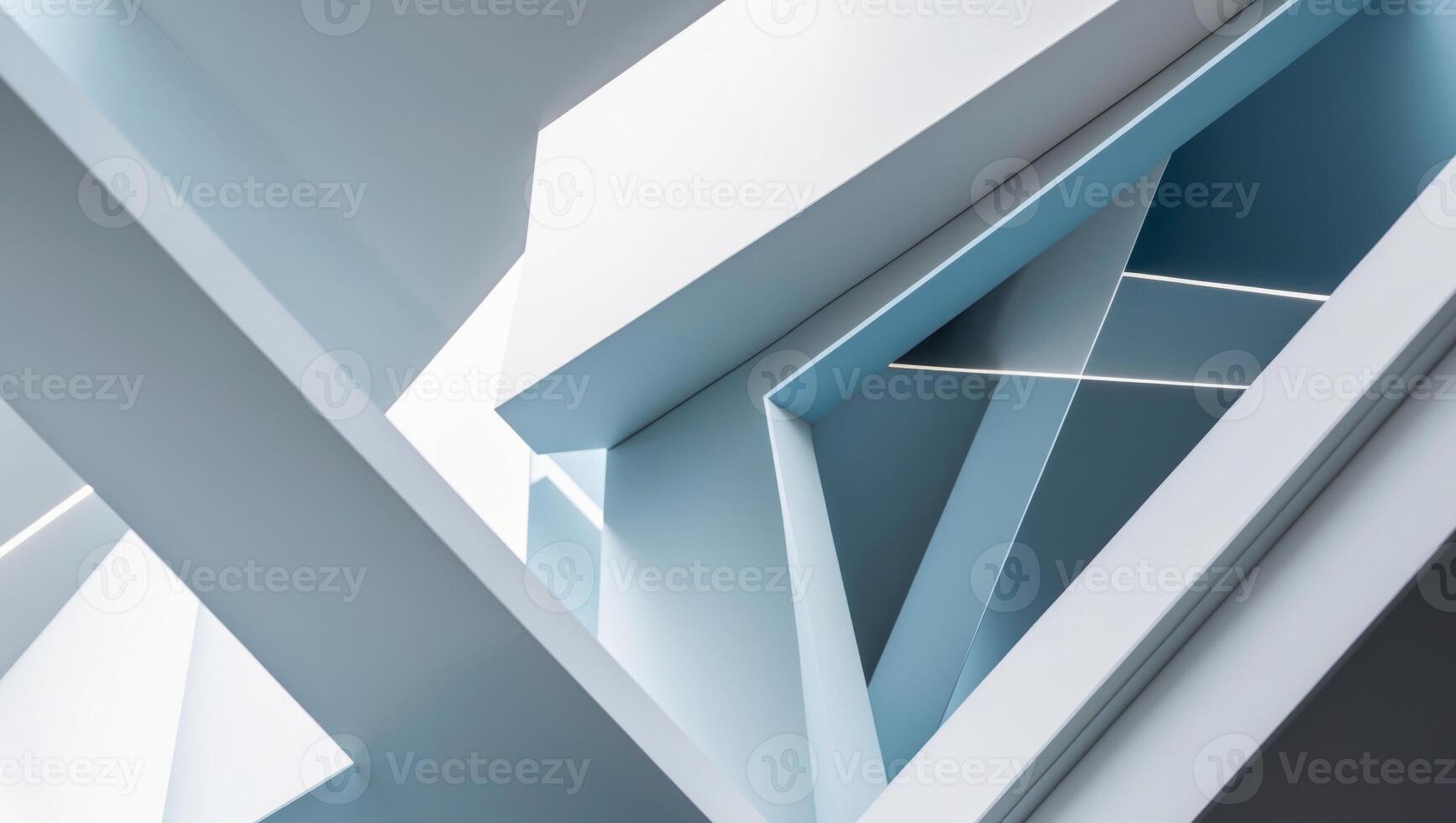 Abstract geometric shapes in blue and white photo