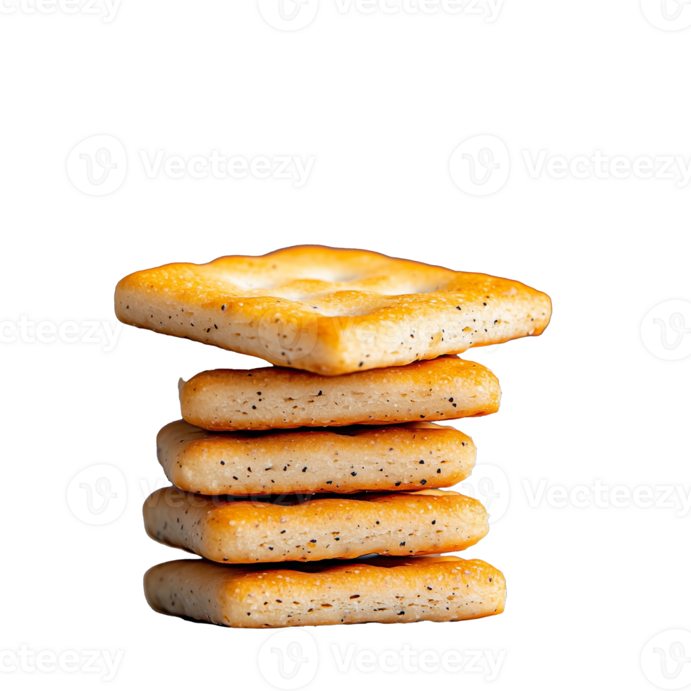 stack av fyrkant crackers med sesam frön på en transparent bakgrund. png