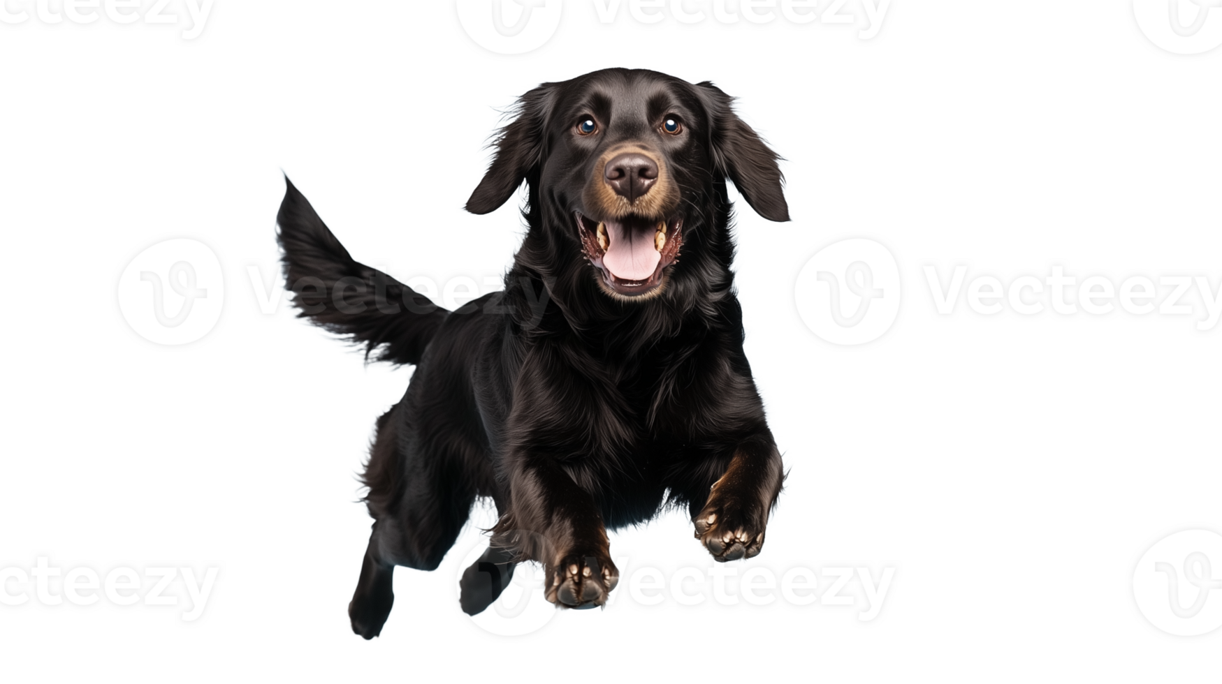 Black dachshund with joyful expression running forward on transparent background png