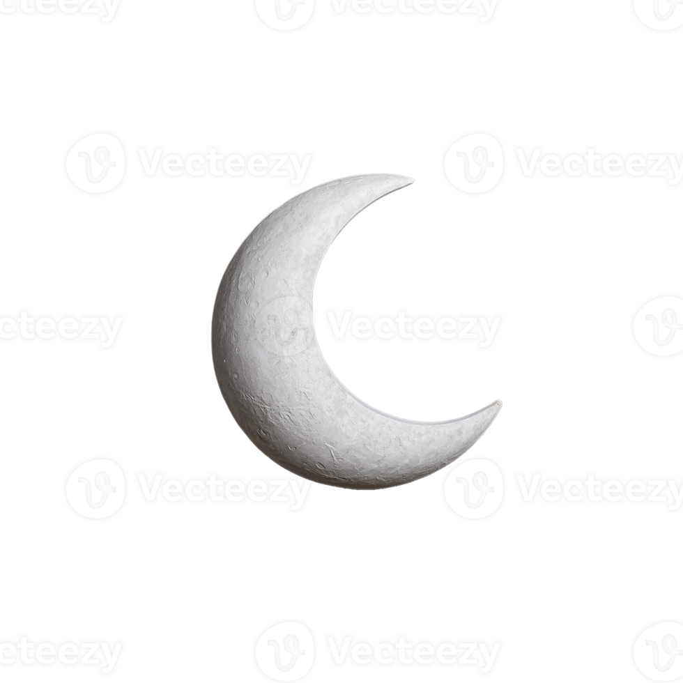 branco crescente lua com suave textura em transparente fundo png