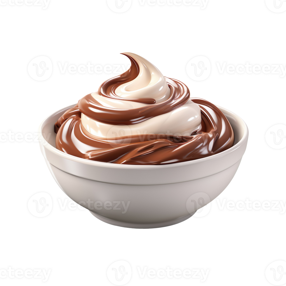 chocolate cream in a bowl isolated on transparent background png