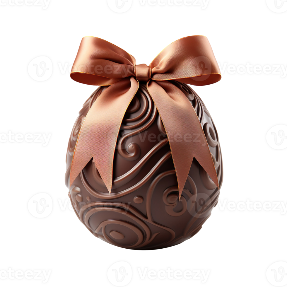 chocolate easter egg with ribbon isolated on transparent background png