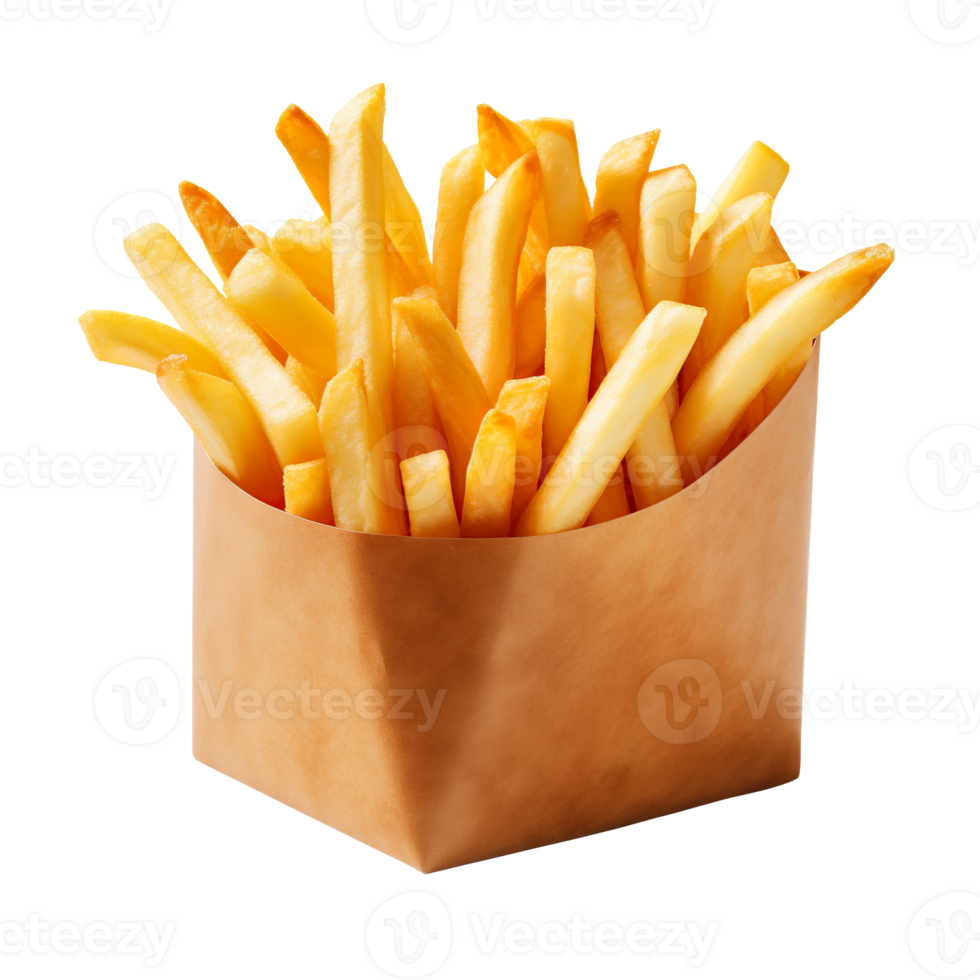 french fries in a box isolated on transparent background png