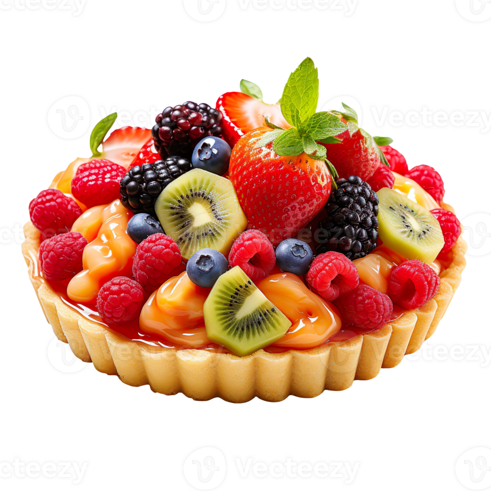 Fresh fruit tart isolated on transparent background png