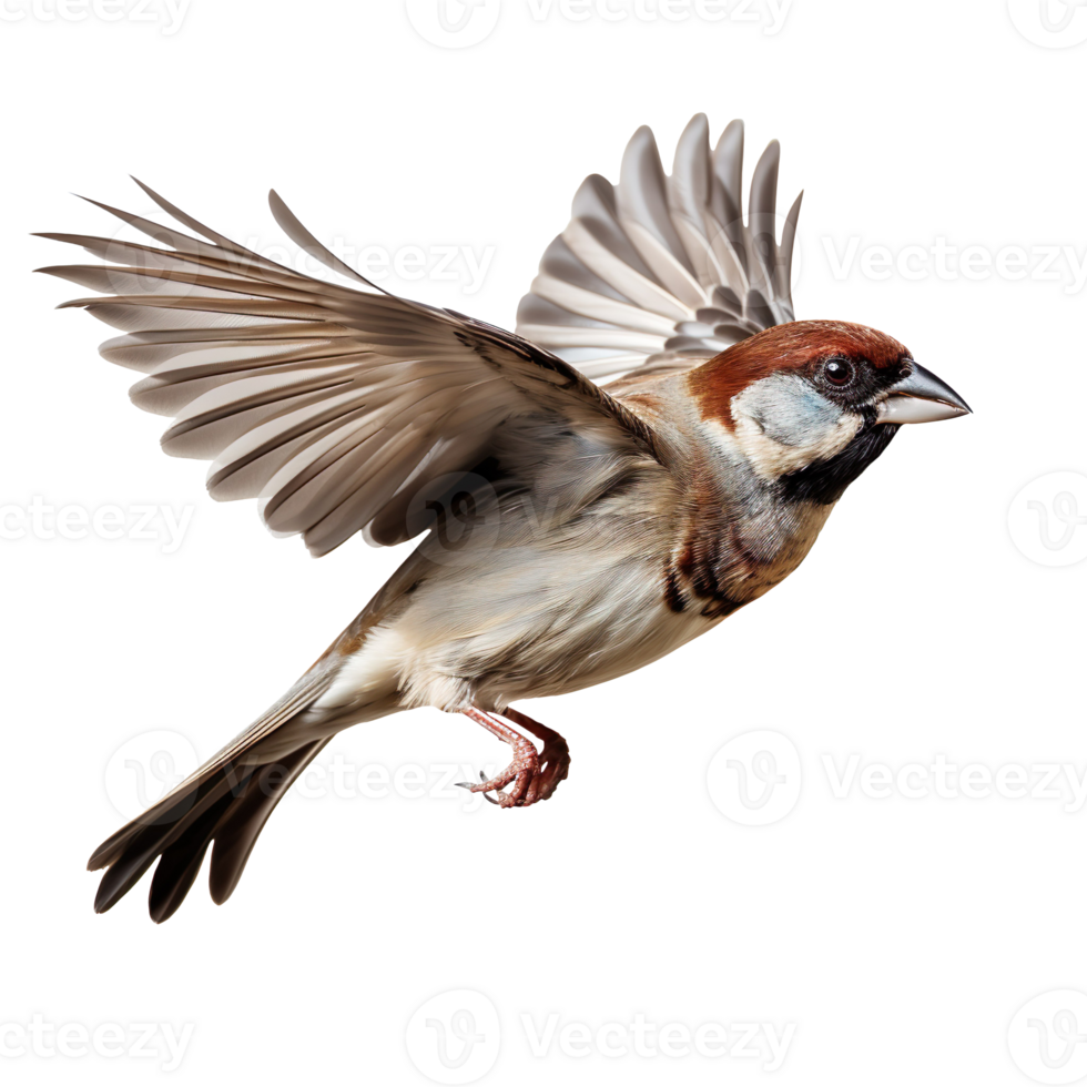 Flying Sparrow isolated on transparent background png