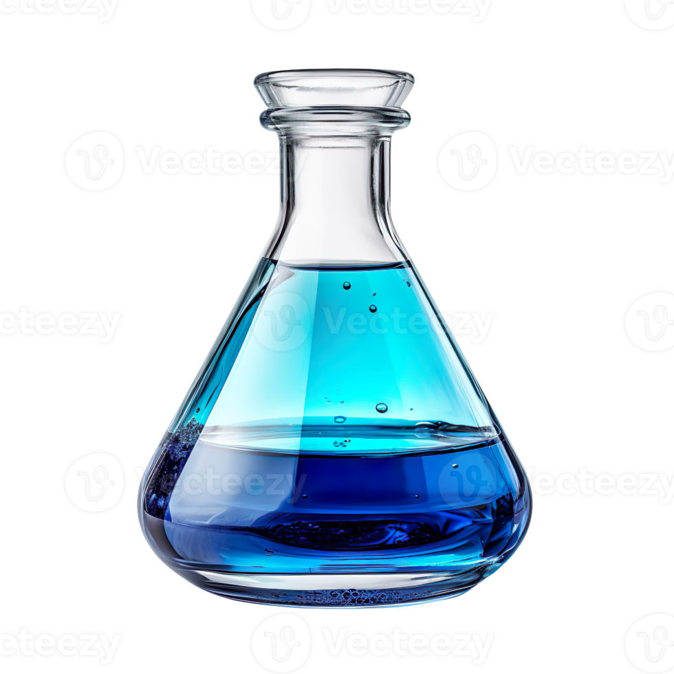 Flask with blue liquid isolated on transparent background png