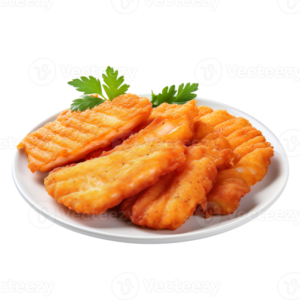 Fried fish fillets isolated on transparent background png