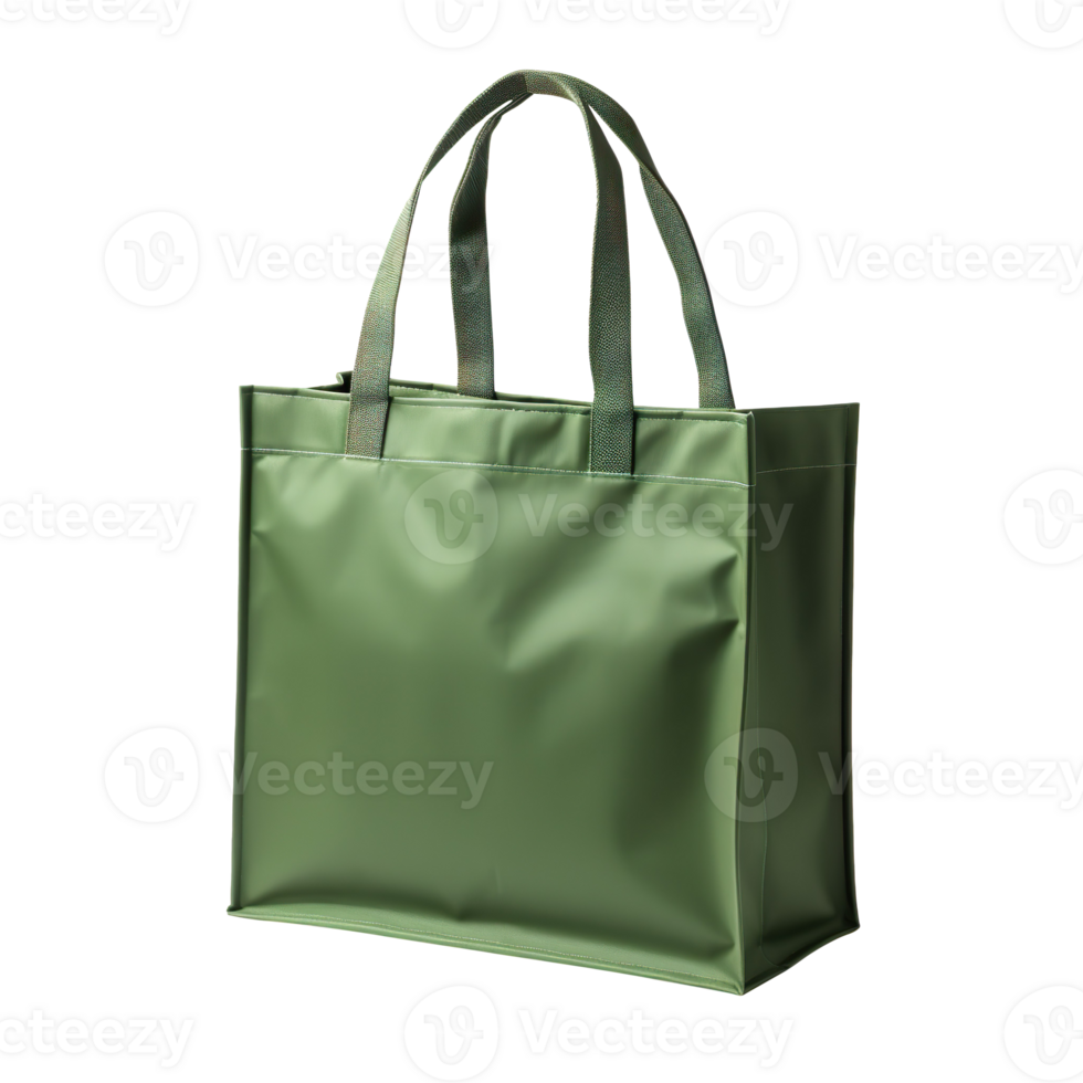 green canvas shopping bag isolated on transparent background png