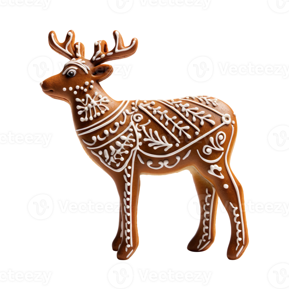 Gingerbread deer isolated on transparent background png