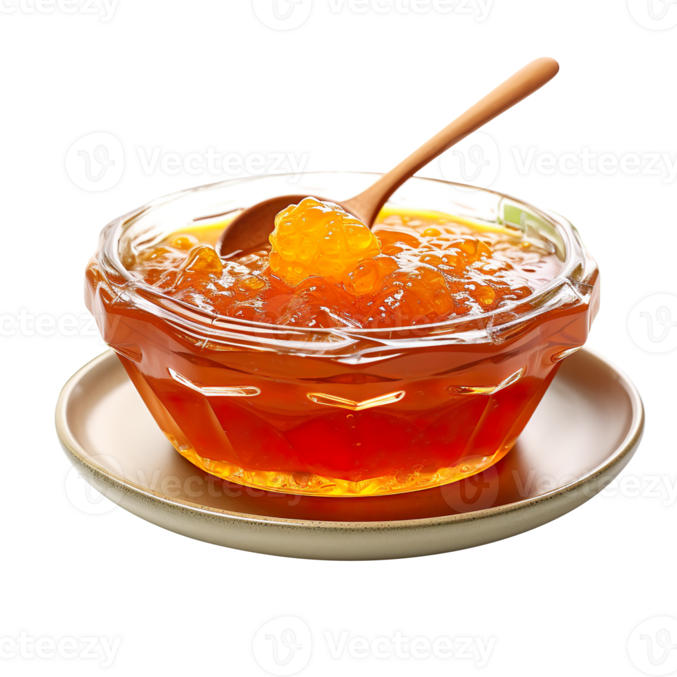 glass bowl of apricot jam isolated on transparent background png