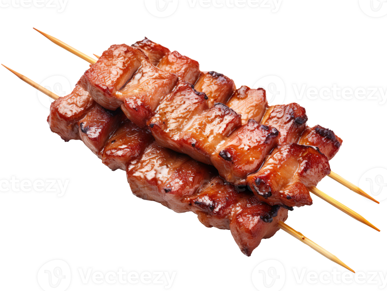 Grilled pork meat on a stick isolated on transparent background png