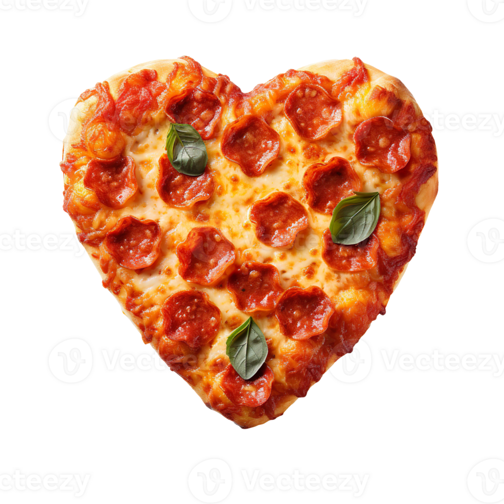 Heart shaped pizza isolated on transparent background png