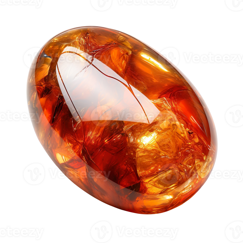 Orange amber gemstone isolated on transparent background png
