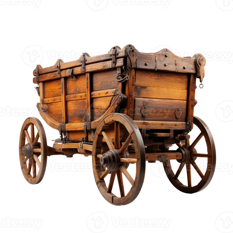 old wooden cart isolated on transparent background png
