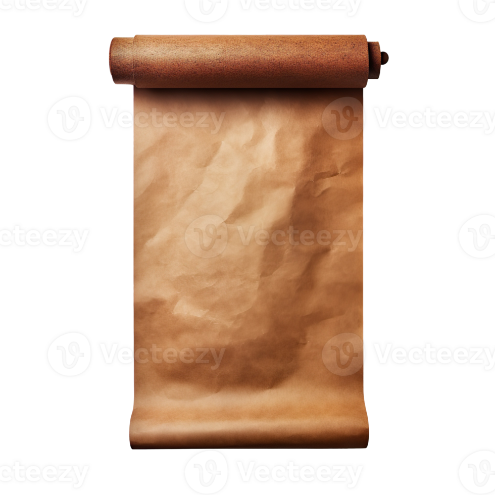 Old paper scroll isolated on transparent background png