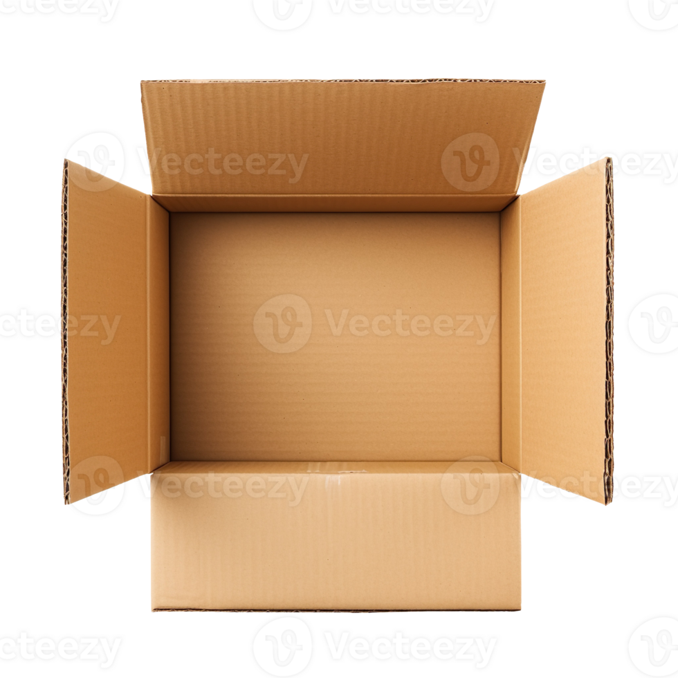 Open blank carton box isolated on transparent background png