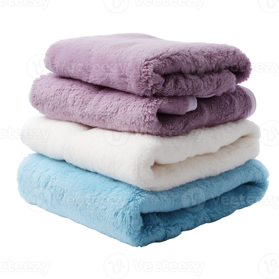 Pile of fluffy towels isolated on transparent background png