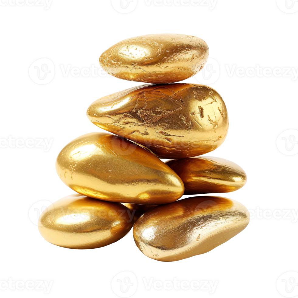 pile of gold stones isolated on transparent background png