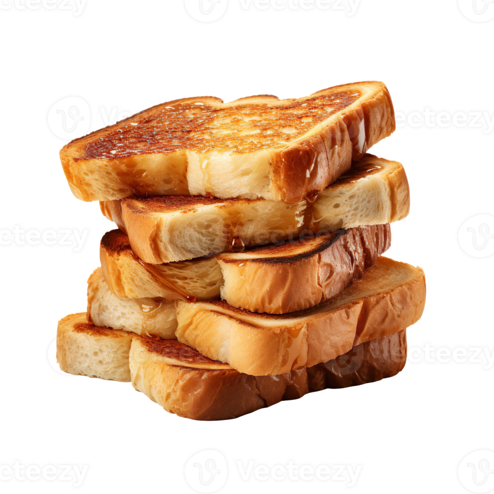 Pile of toasted bread slices isolated on transparent background png