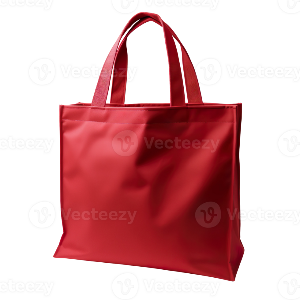 red canvas shopping bag isolated on transparent background png