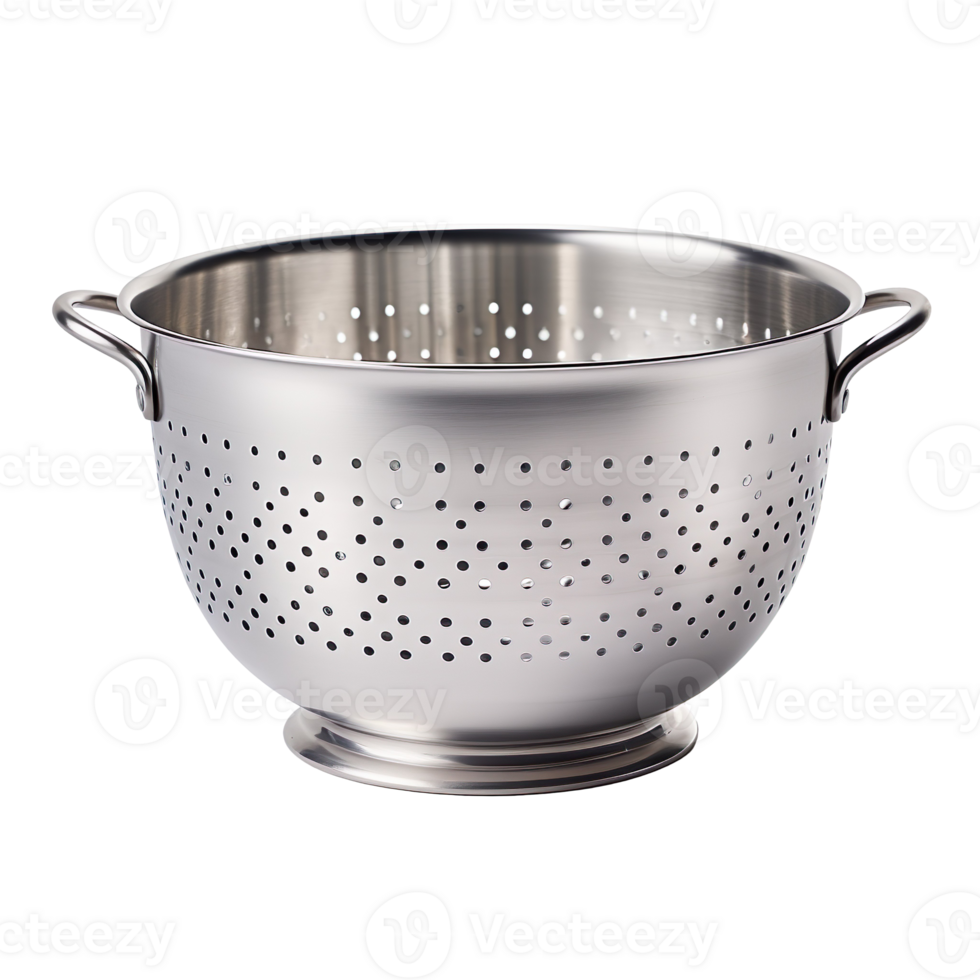 silver colander isolated on transparent background png