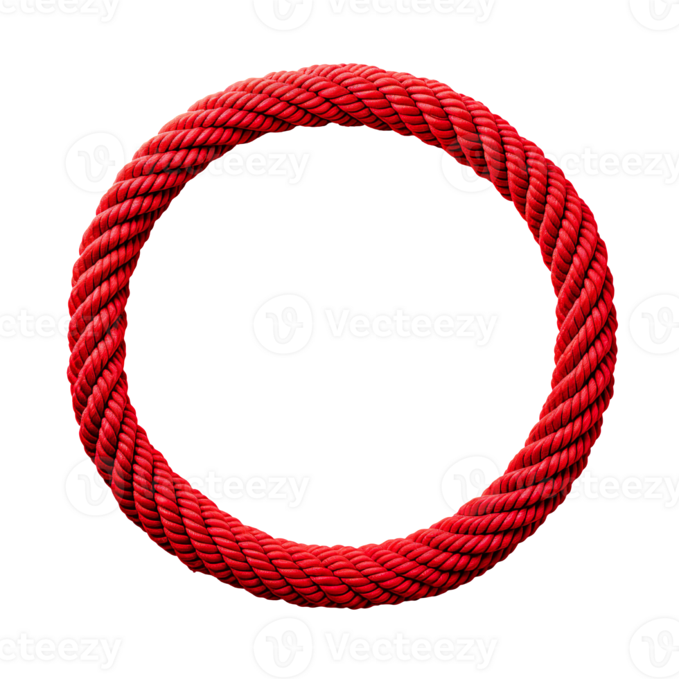 Red rope in a circle isolated on transparent background png