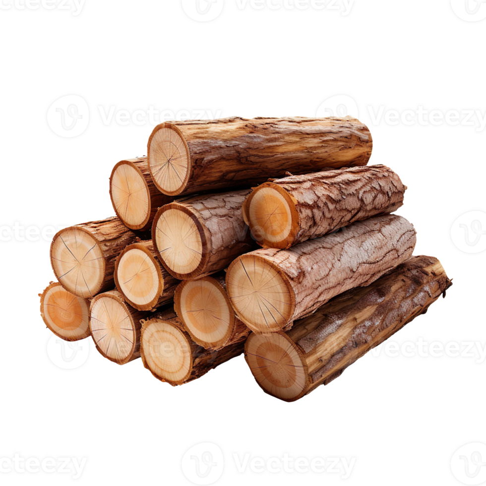 Stack of logs isolated on transparent background png