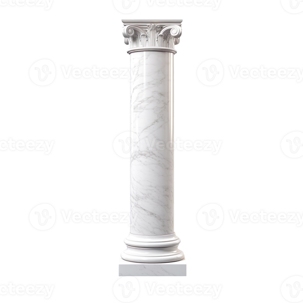 white marble pillar isolated on transparent background png