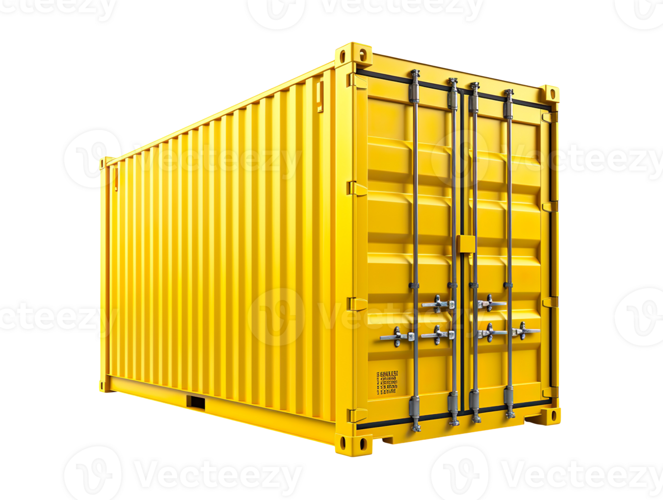 Yellow cargo container isolated on transparent background png