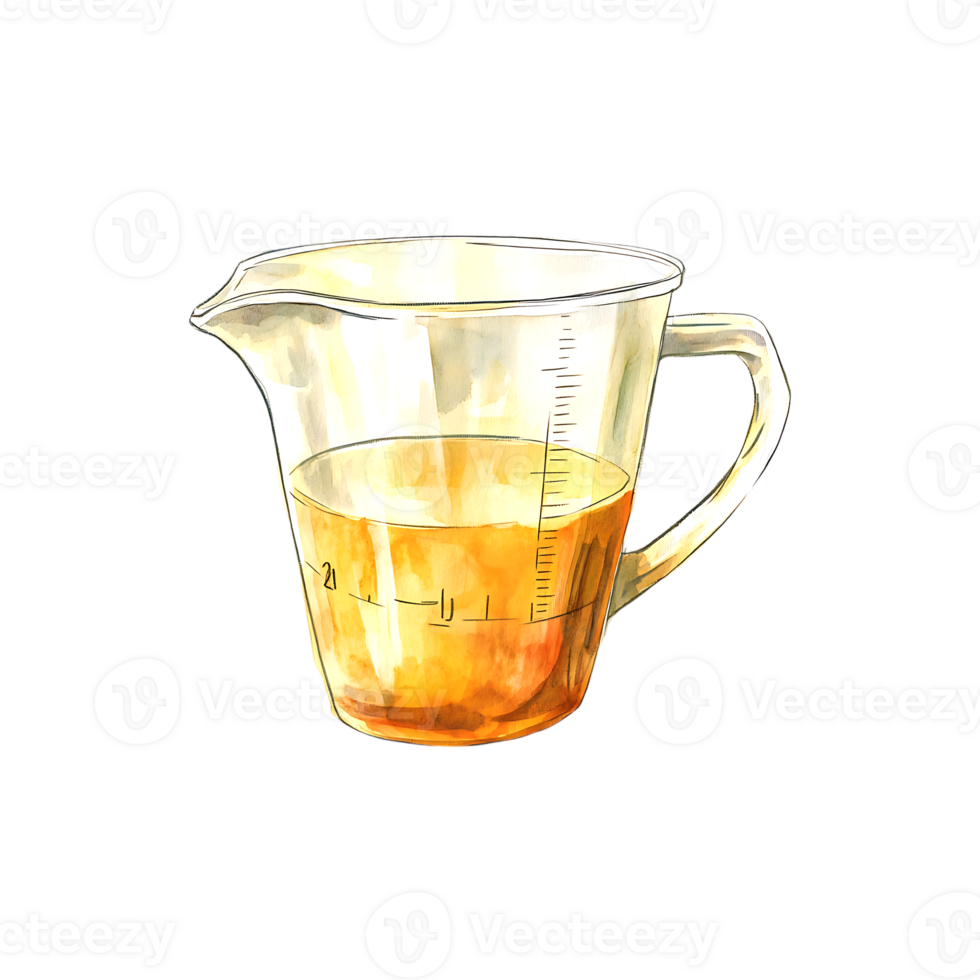 Culinary design measuring cup illustrated in watercolor on a transparent background png