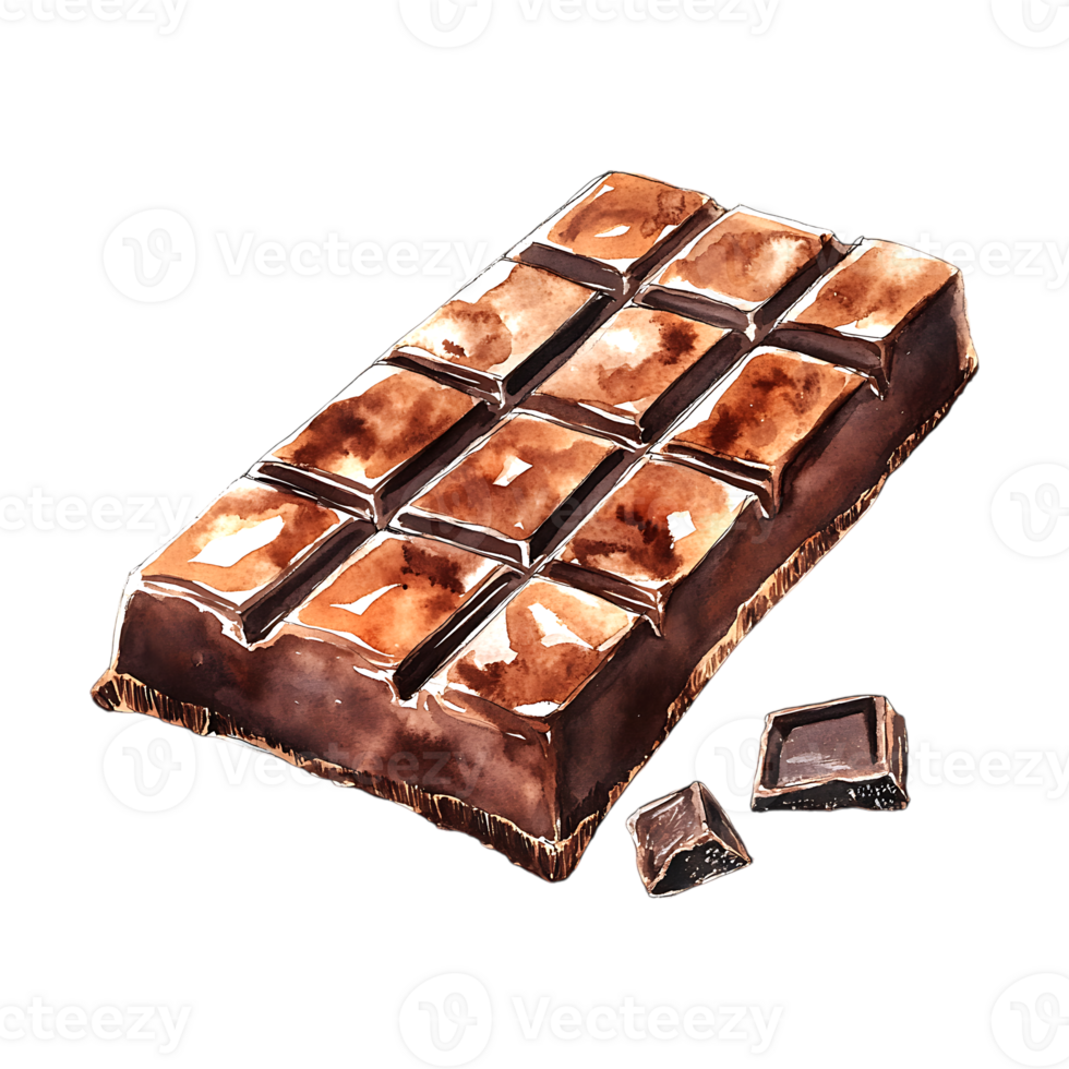 Watercolor chocolate bar illustration on a transparent background png