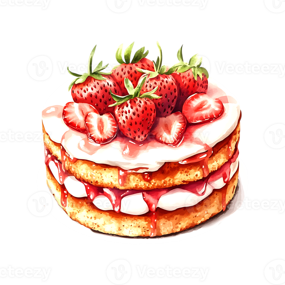 acquerello fragola torta illustrazione per dolce Gli amanti su un' trasparente sfondo png