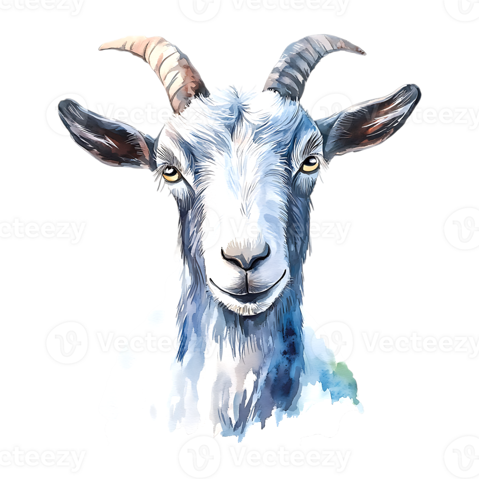 Hand-painted whimsical goat illustration in watercolor perfect for farm and countryside designs png