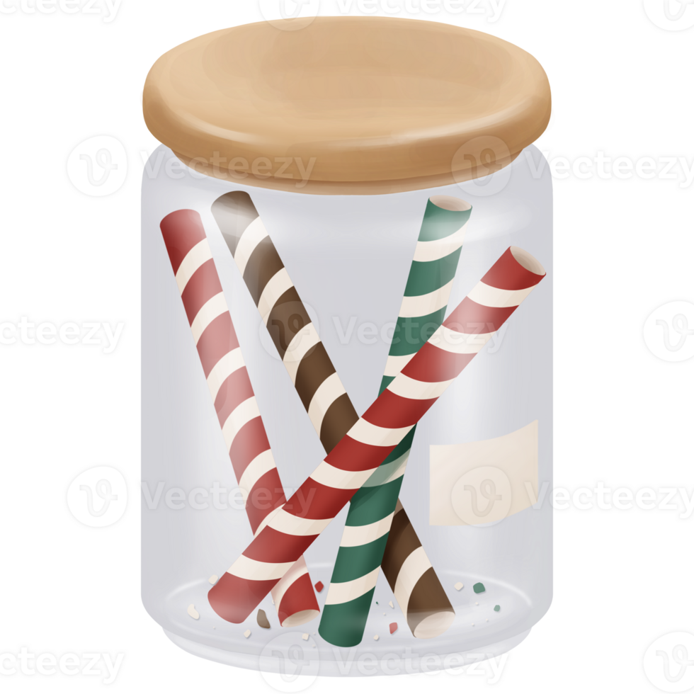 Christmas wafer stick candy jar png