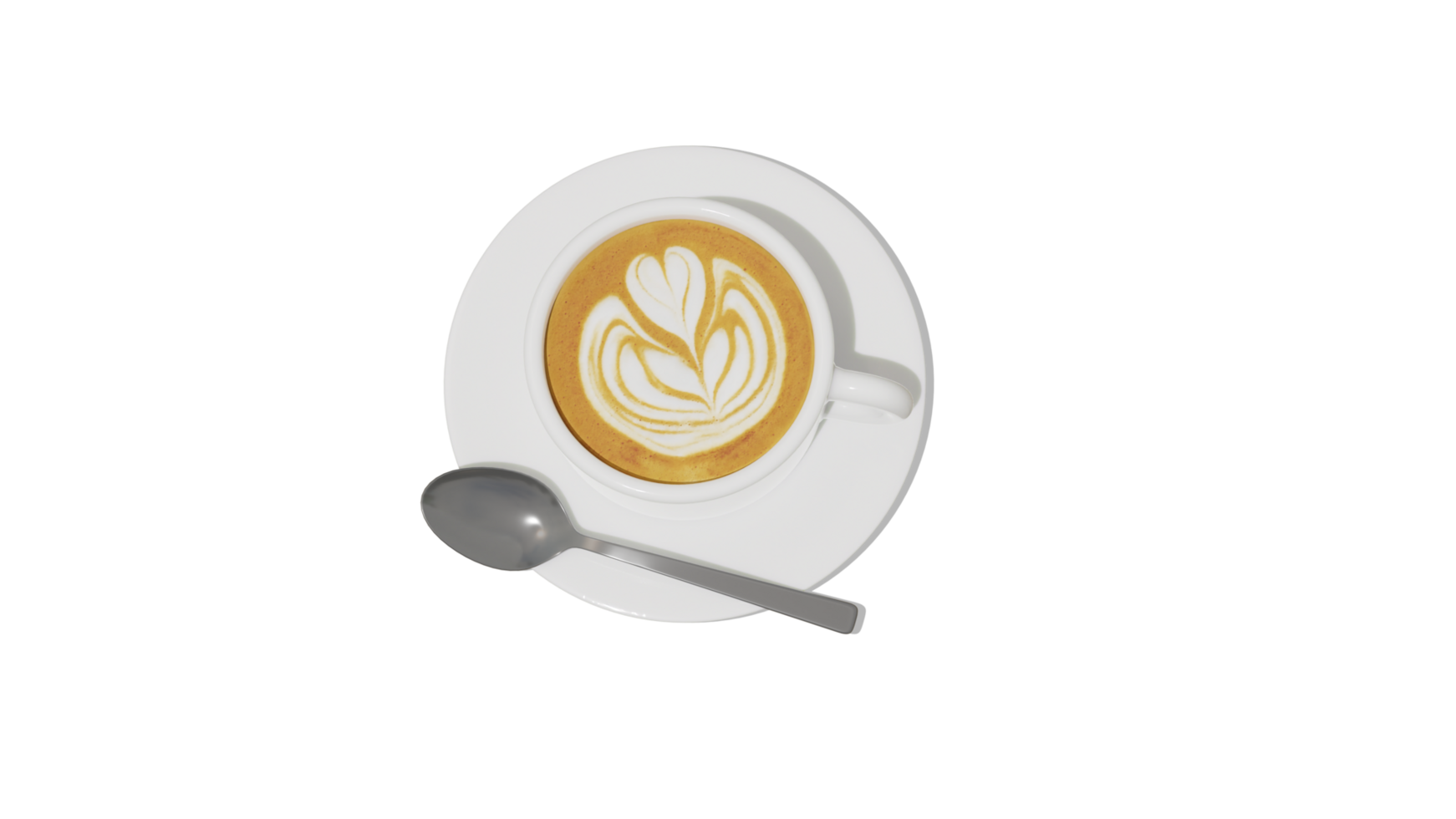 A cup of coffee with a spoon on a saucer png