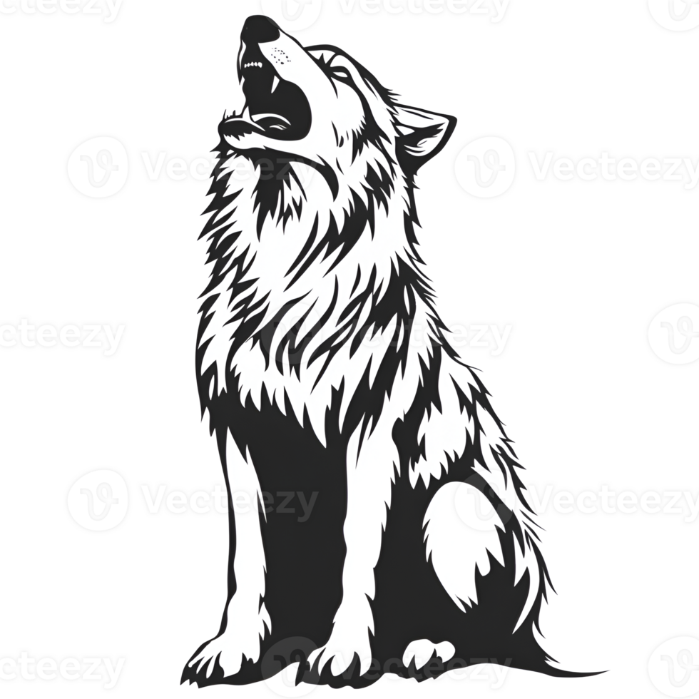 Howling Wolf Logo Icon No Background Perfect for Print on Demand Merchandise png
