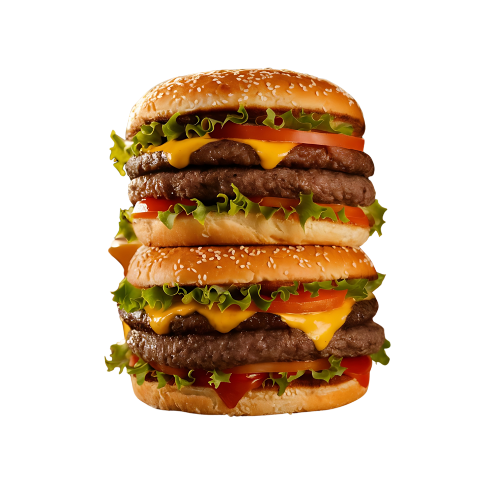 Sunset Feast Savor a Rustic Double Cheeseburger png