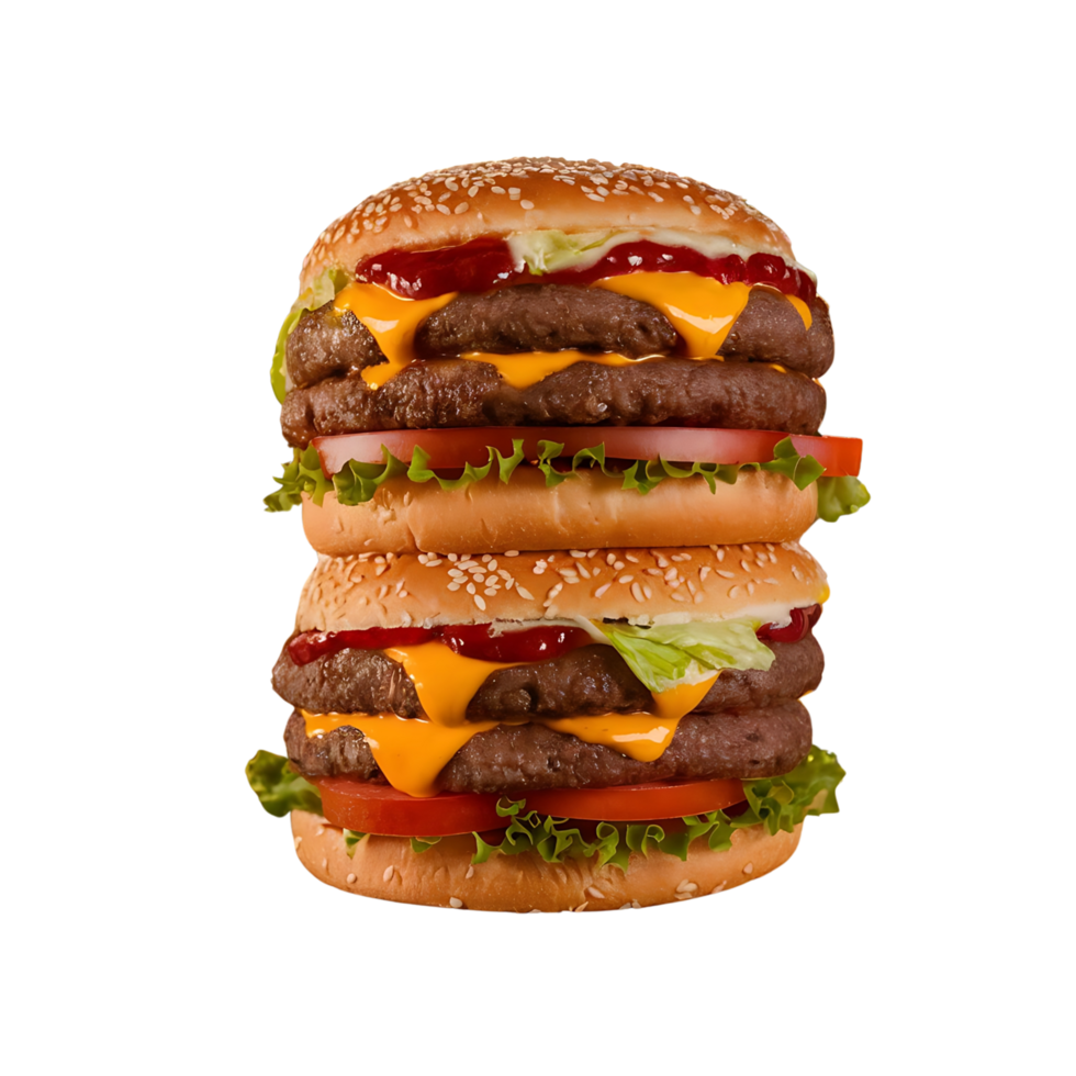 Double Cheeseburger Delight in the Sunset Feast png