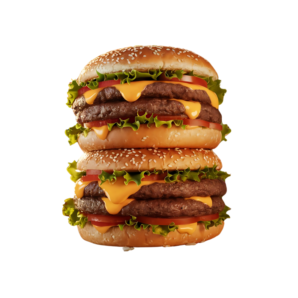 A Rustic Sunset Feast with a Juicy Double Cheeseburger png