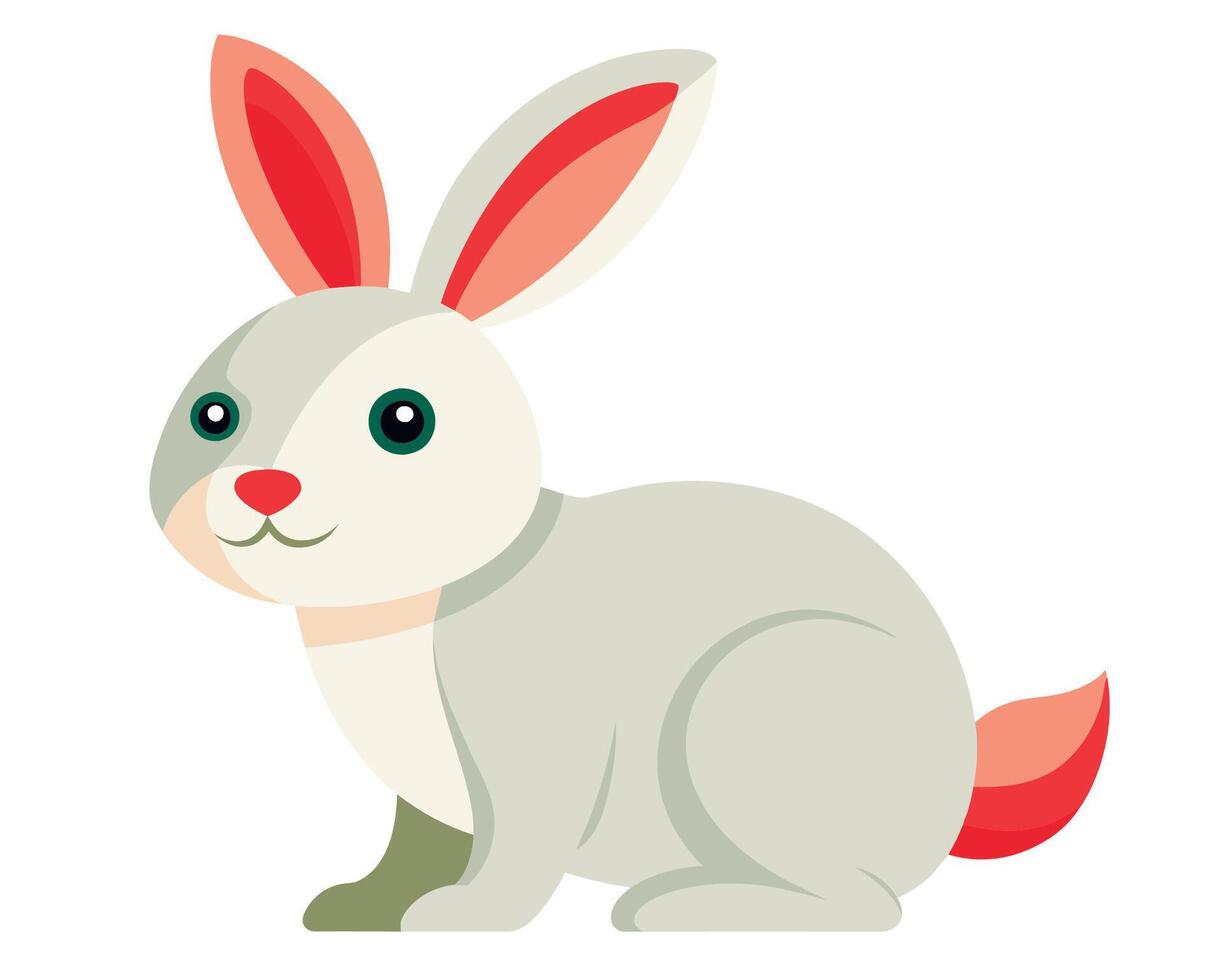 A cartoon rabbit with red ears and white fur vector