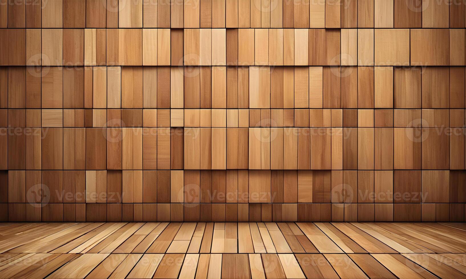 wood panel wall background with wooden floor photo