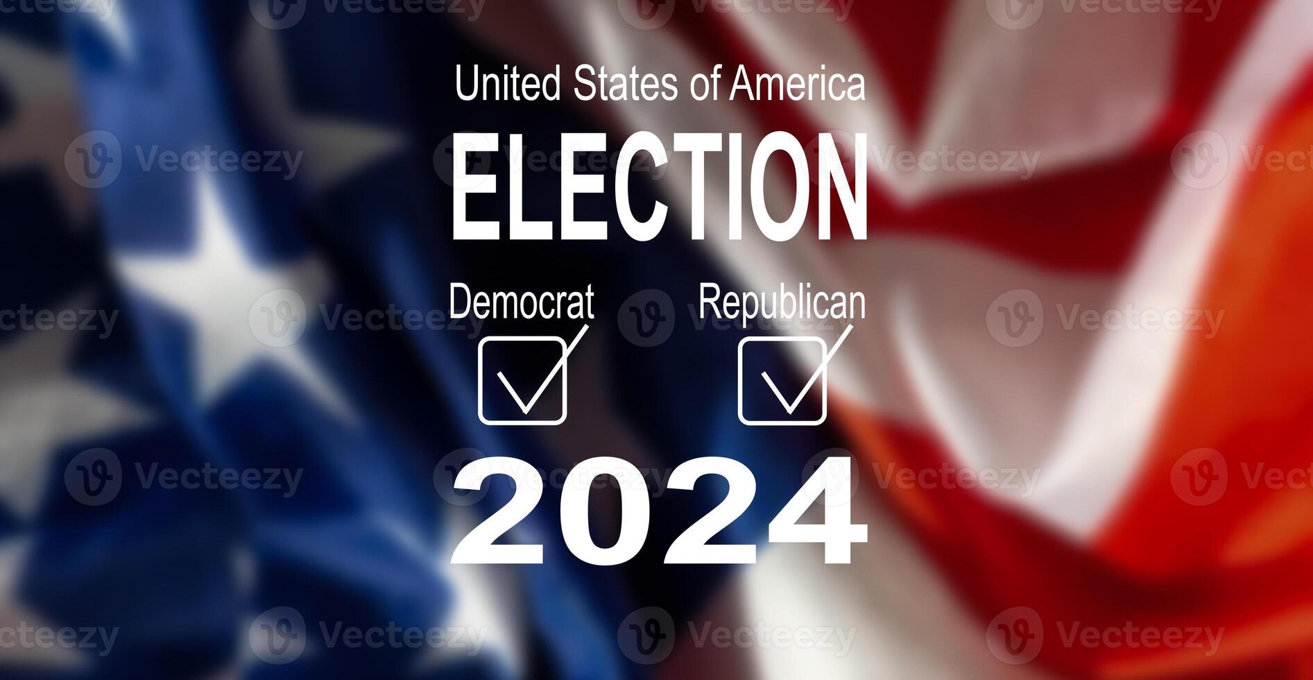 Presidential Election 2024 in United States. Vote day, November 5. US Election campaign. Make your choice. Patriotic american illustration. Poster, card, banner and background photo