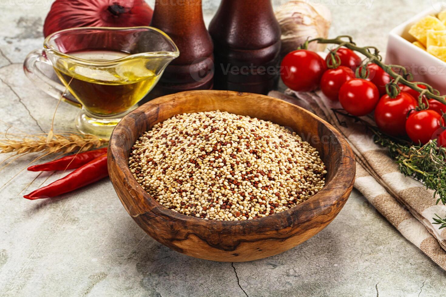 Raw dry quinoa seeds cereal photo