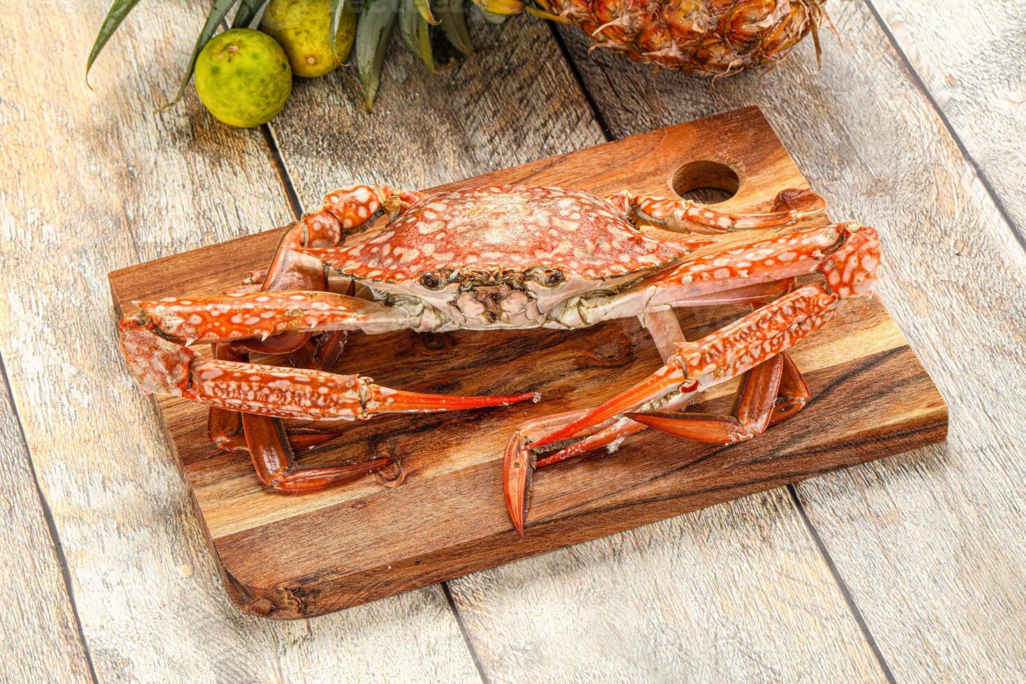 Seafood cuisine -delicous steamed crabs photo